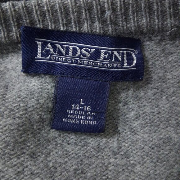 Vintage LANDS' END Lambswool Cashmere Sweater L - Picture 5 of 7
